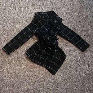 Black and White Checkered Wrap Jacket
